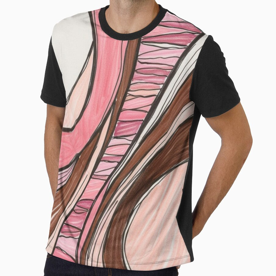 Boho Curved Abstract in Pink and Brown Retro Warm - Adult & Kids T-Shirts, Sweatshirts & Hoodies apparel design preview 1