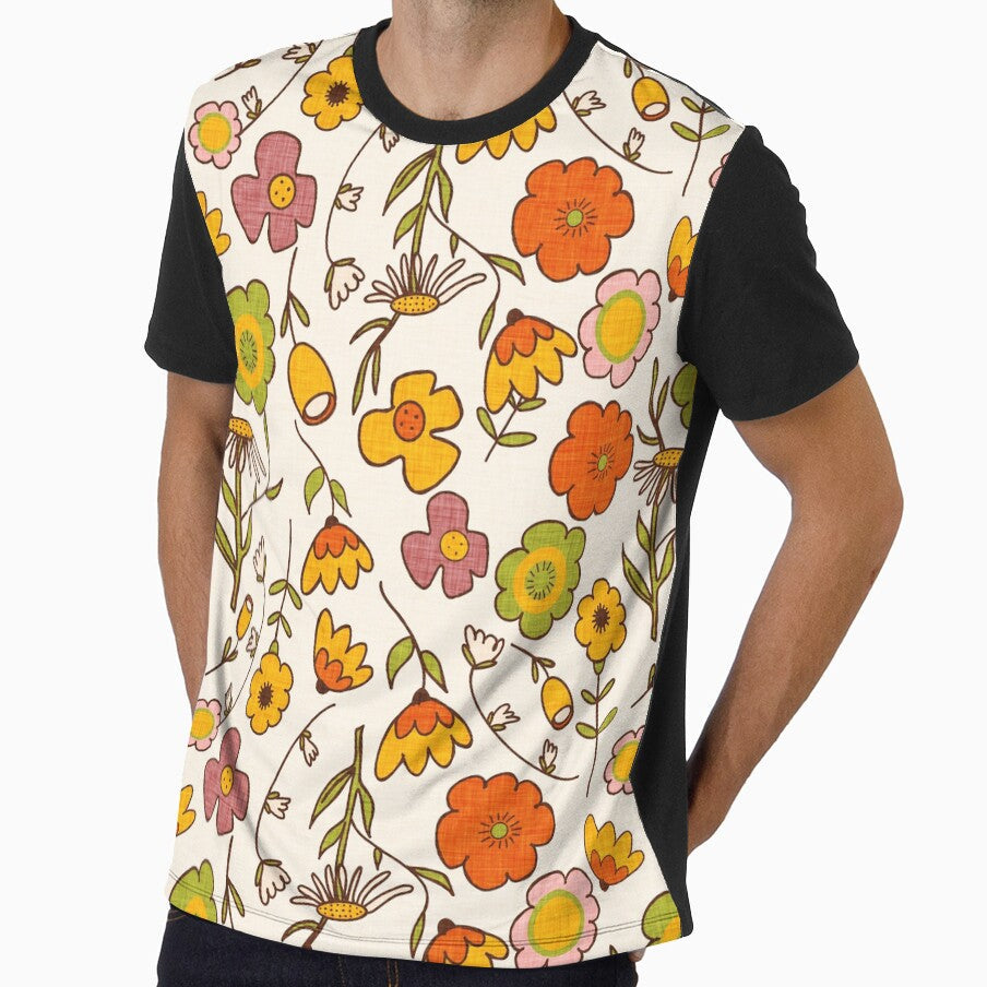 70s Boho Groovy Floral Pearl by susycosta - Adult & Kids T-Shirts, Sweatshirts & Hoodies apparel design preview 1