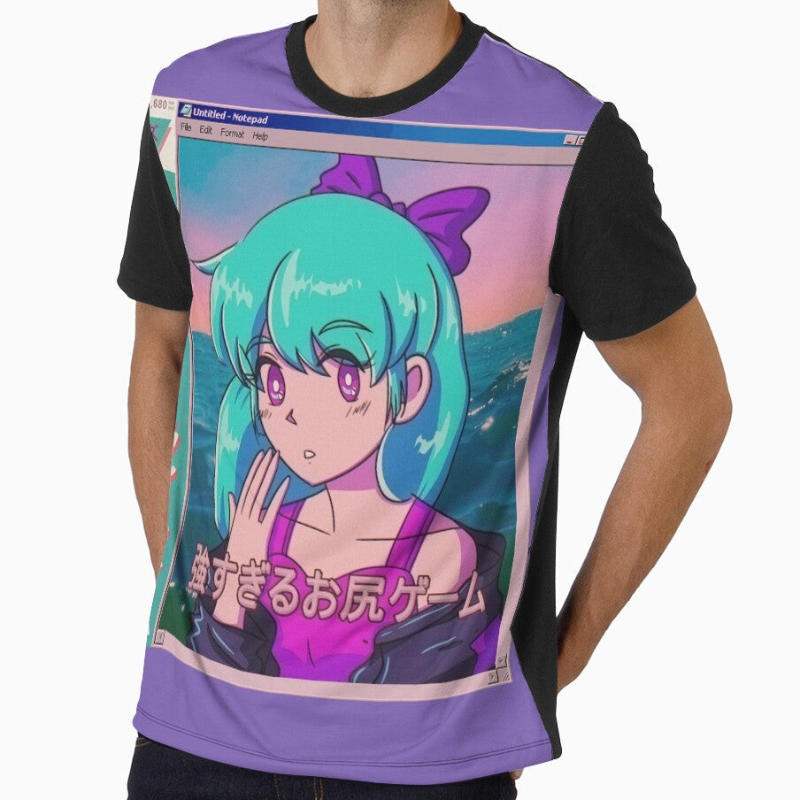 Vaporwave anime girl aesthetic by kinseinohime - Adult & Kids T-Shirts, Sweatshirts & Hoodies apparel design preview 1