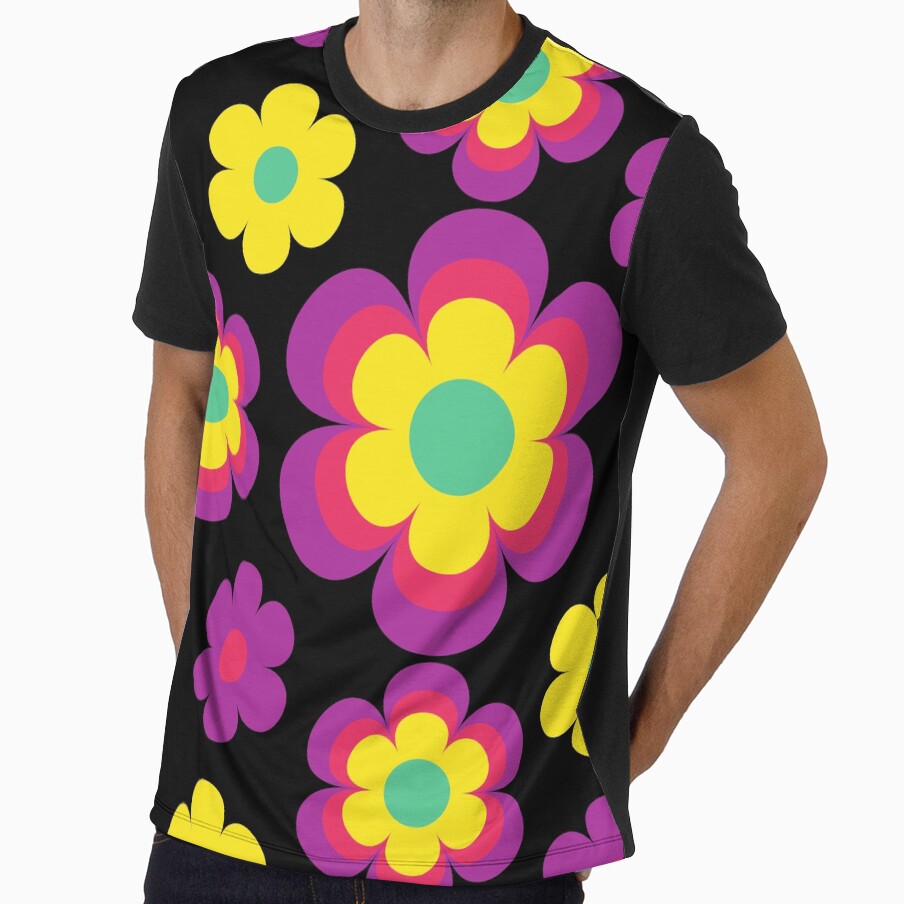 Vintage retro bright flowers by JoeyGrace - Adult & Kids T-Shirts, Sweatshirts & Hoodies apparel design preview 1