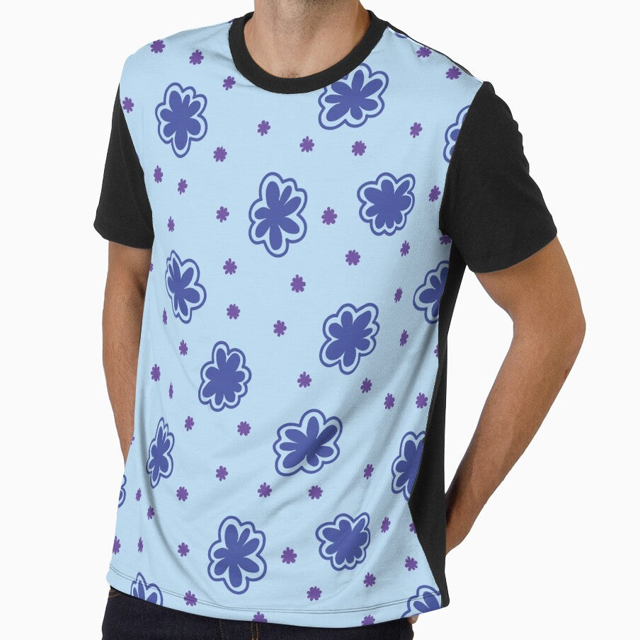 Pastel Blue Abstract Flower Pattern 90s 2000s y2k by - Adult & Kids T-Shirts, Sweatshirts & Hoodies apparel design preview 1