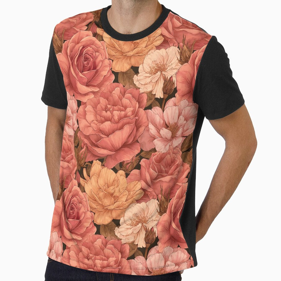 Fragrant Rose Print Vintage Flower Pattern - Adult & Kids T-Shirts, Sweatshirts & Hoodies apparel design preview 1