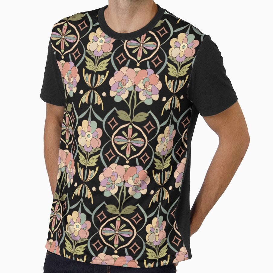 Pastel Bloom Retro Floral Pattern by tviyluv - Adult & Kids T-Shirts, Sweatshirts & Hoodies apparel design preview 1