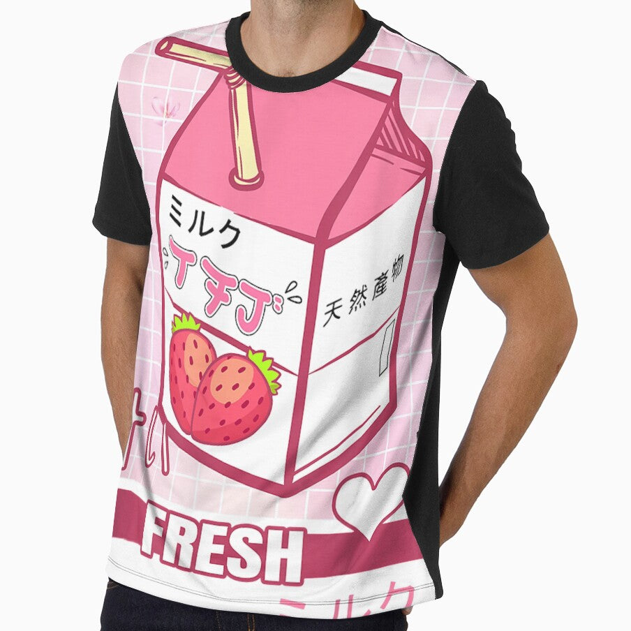 90s Japanese Otaku Stylish Aesthetic Milk Cute Gift - Adult & Kids T-Shirts, Sweatshirts & Hoodies apparel design preview 1