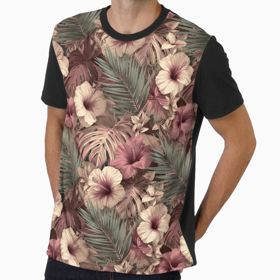 Trendy Tropical Flower Print Botanical Garden Pattern - Adult & Kids T-Shirts, Sweatshirts & Hoodies apparel design preview 1