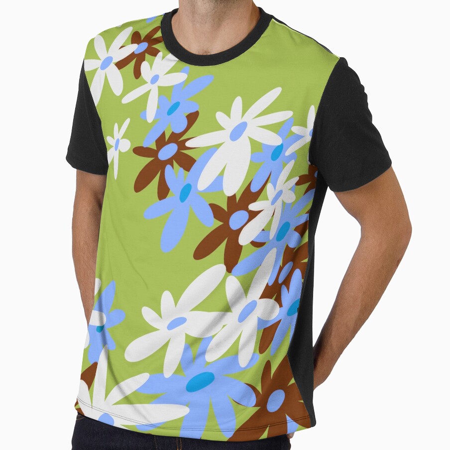 Stay Groovy Retro Flowers 90s Green by PDMT - Adult & Kids T-Shirts, Sweatshirts & Hoodies apparel design preview 1
