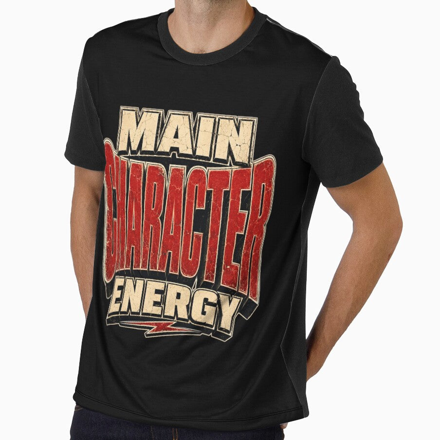 "Main Character Energy" Bold Grunge Typography by - Adult & Kids T-Shirts, Sweatshirts & Hoodies apparel design preview 1