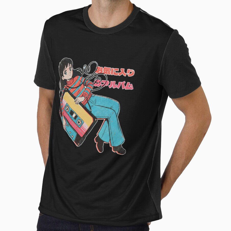 Retro 80s Anime Girl Vintage Cassette Tape Lo-Fi - Adult & Kids T-Shirts, Sweatshirts & Hoodies apparel design preview 1