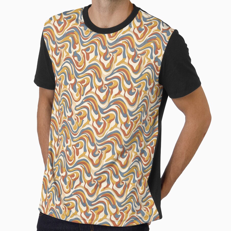 Retro Liquid Swirl 70s Abstract by SplashTastic - Adult & Kids T-Shirts, Sweatshirts & Hoodies apparel design preview 1