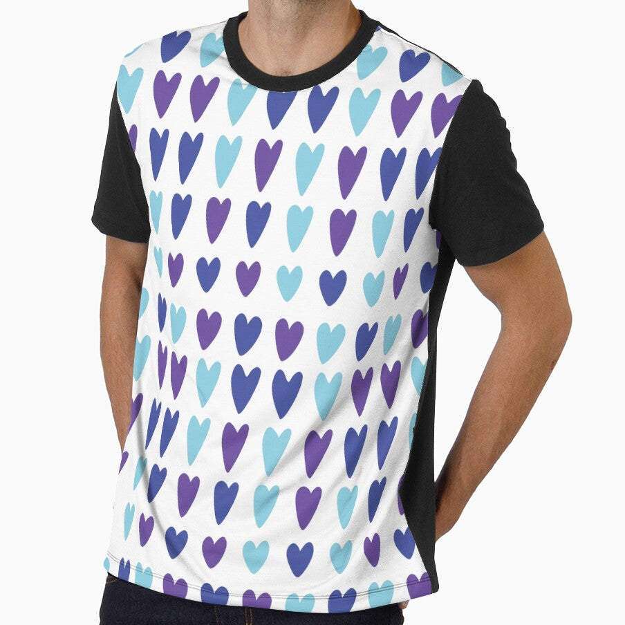90s 2000s y2k cute heart pattern pastel blue purple - Adult & Kids T-Shirts, Sweatshirts & Hoodies apparel design preview 1