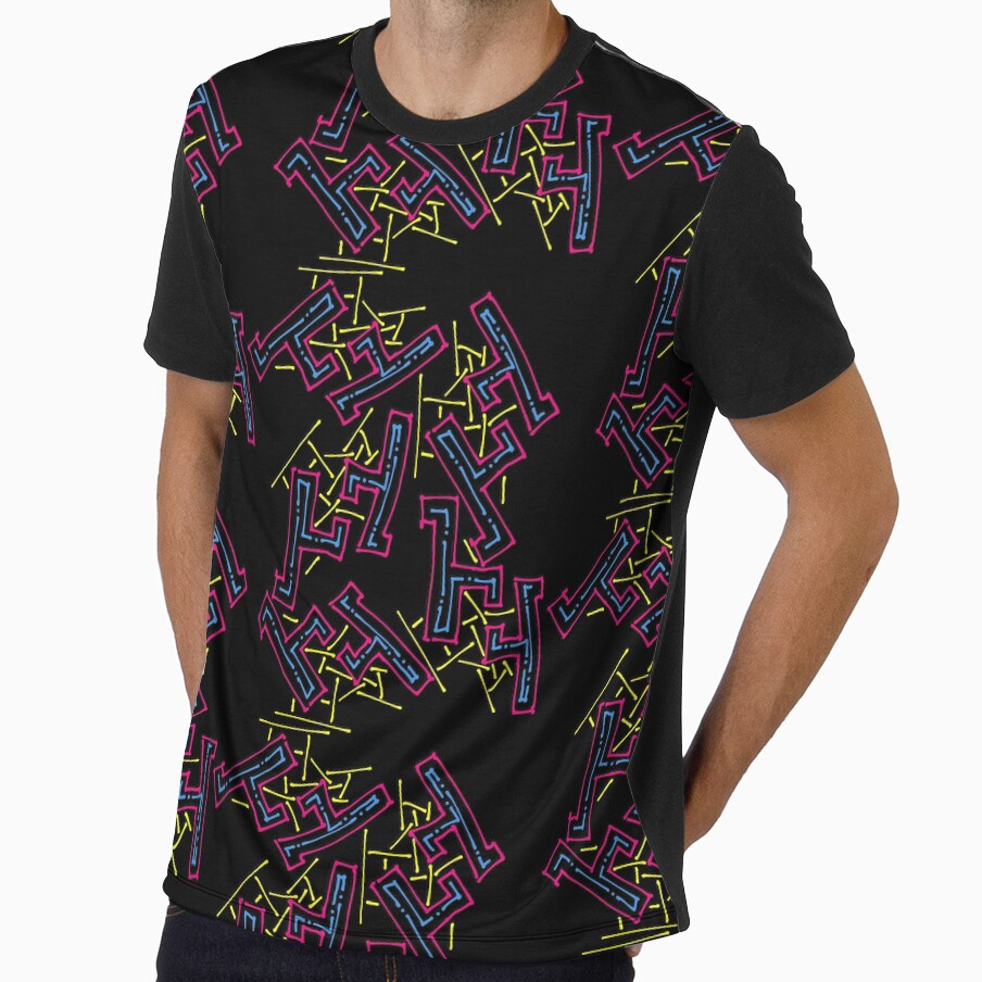 Nineties Aesthetic Pattern on Black by that5280lady - Adult & Kids T-Shirts, Sweatshirts & Hoodies apparel design preview 1