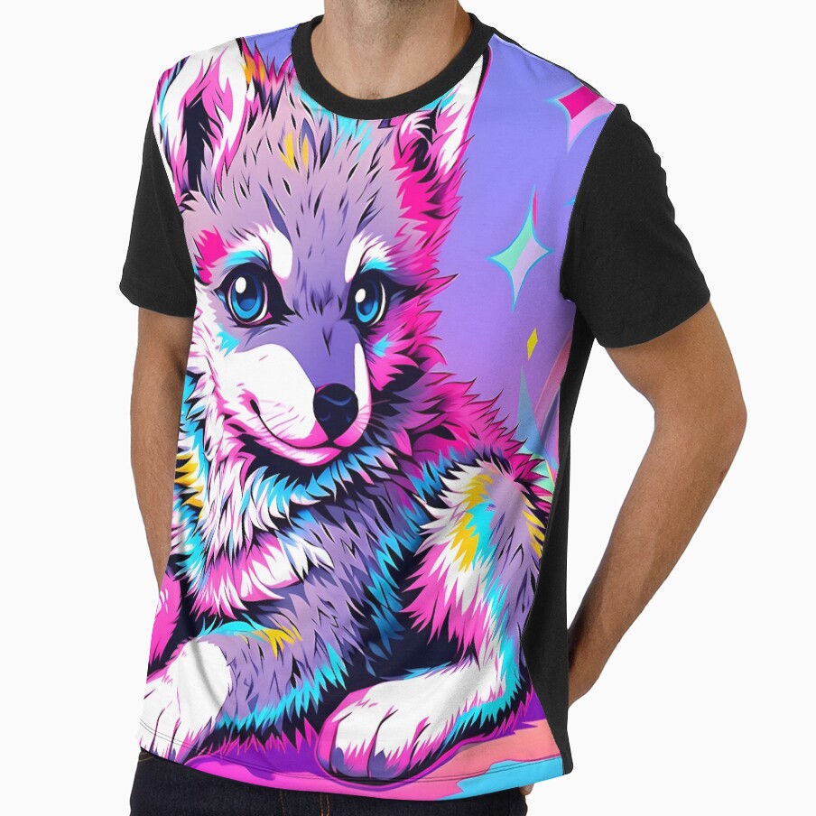 Y2K Technicolor Pup A Whimsical Dream by - Adult & Kids T-Shirts, Sweatshirts & Hoodies apparel design preview 1