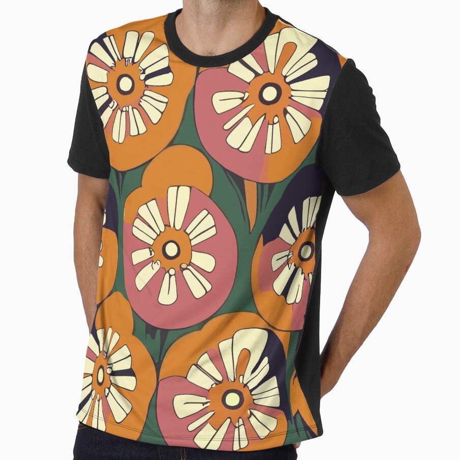 Sixties Abstract Floral Pattern by SamJanner - Adult & Kids T-Shirts, Sweatshirts & Hoodies apparel design preview 1