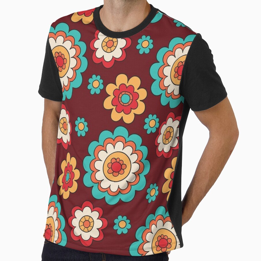 Groovy Retro Mod Floral by pugmom4 - Adult & Kids T-Shirts, Sweatshirts & Hoodies apparel design preview 1