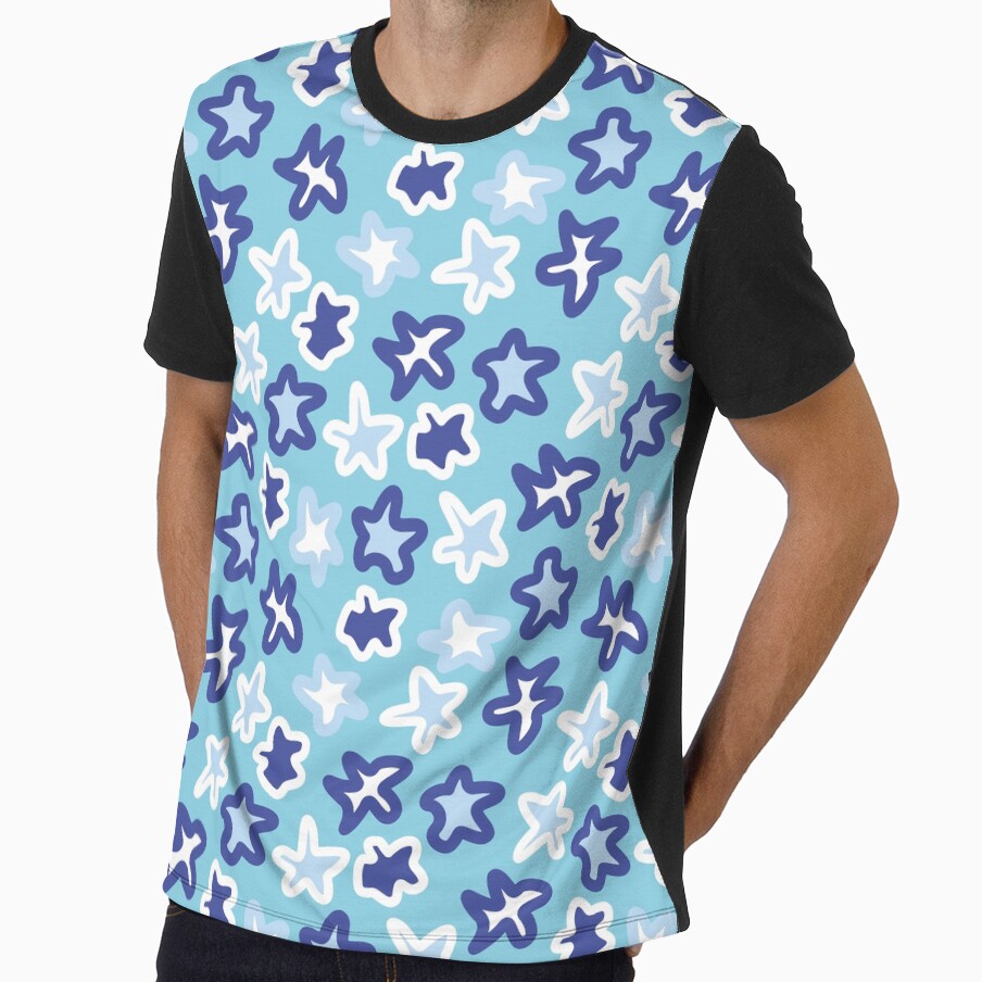 90s 2000s y2k aesthetic abstract stars pastel blue by - Adult & Kids T-Shirts, Sweatshirts & Hoodies apparel design preview 1