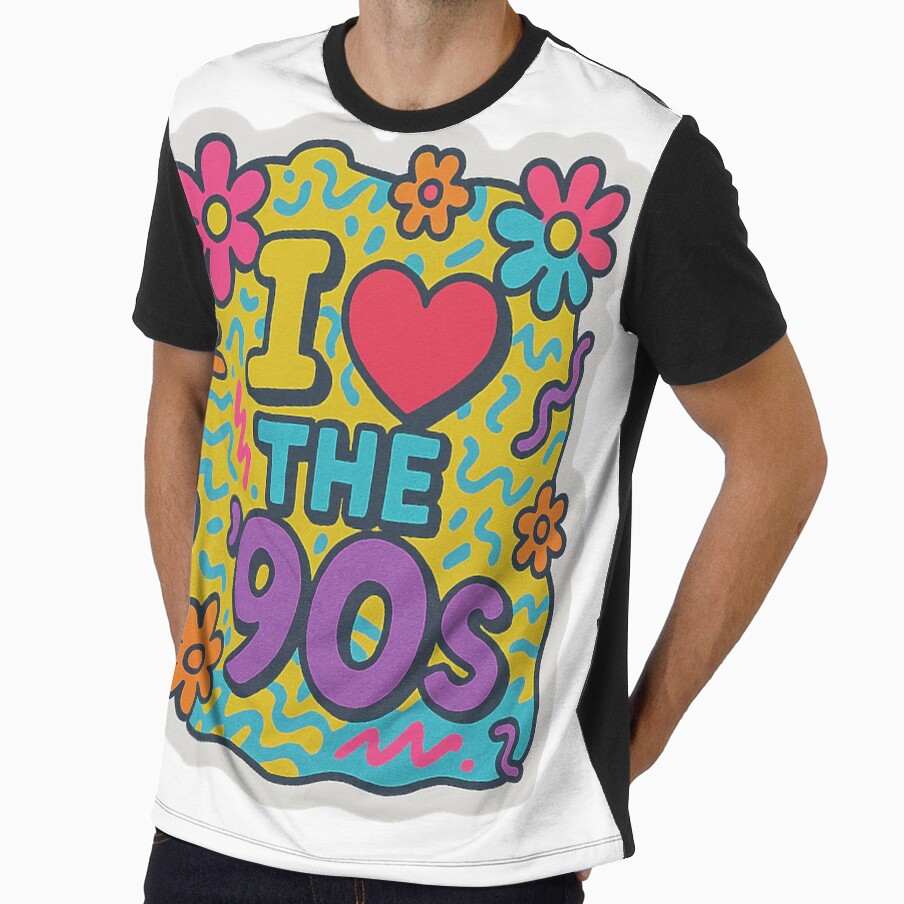 Love the '90s Retro Pop Nostalgia Design by McZerrill - Adult & Kids T-Shirts, Sweatshirts & Hoodies apparel design preview 1