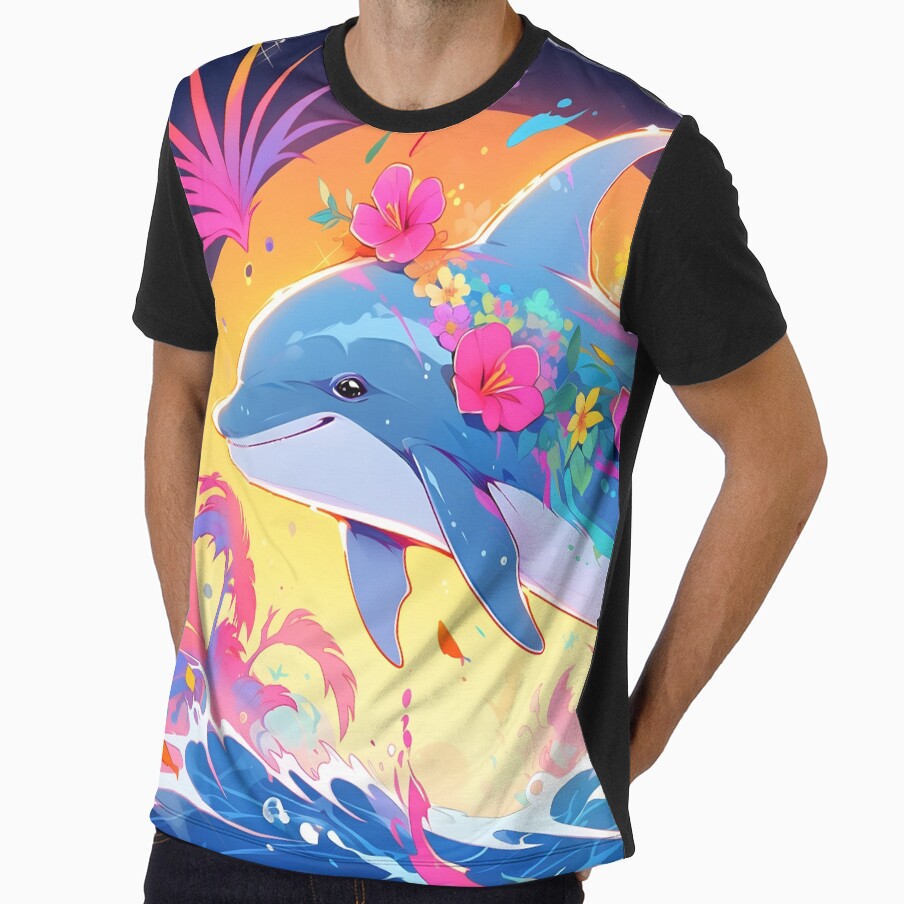 Y2K Aesthetic Prismatic Porpoise Playtime by - Adult & Kids T-Shirts, Sweatshirts & Hoodies apparel design preview 1