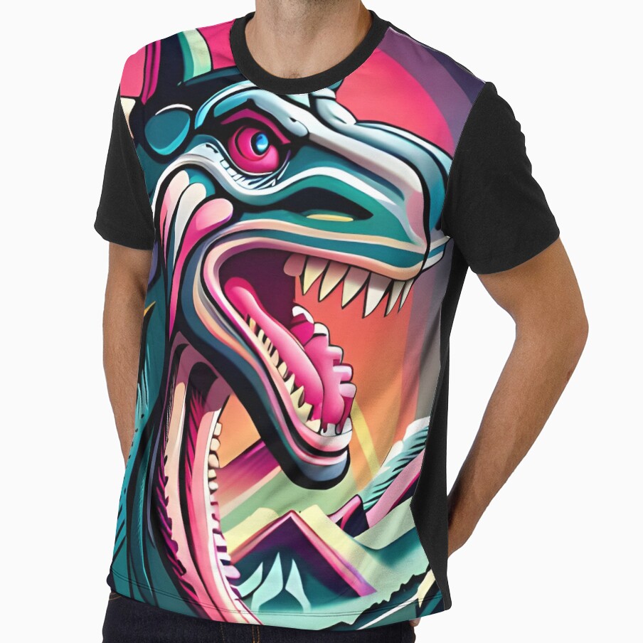 Dinosaur Retro Vintage by Prahaano Designs - Adult & Kids T-Shirts, Sweatshirts & Hoodies apparel design preview 1
