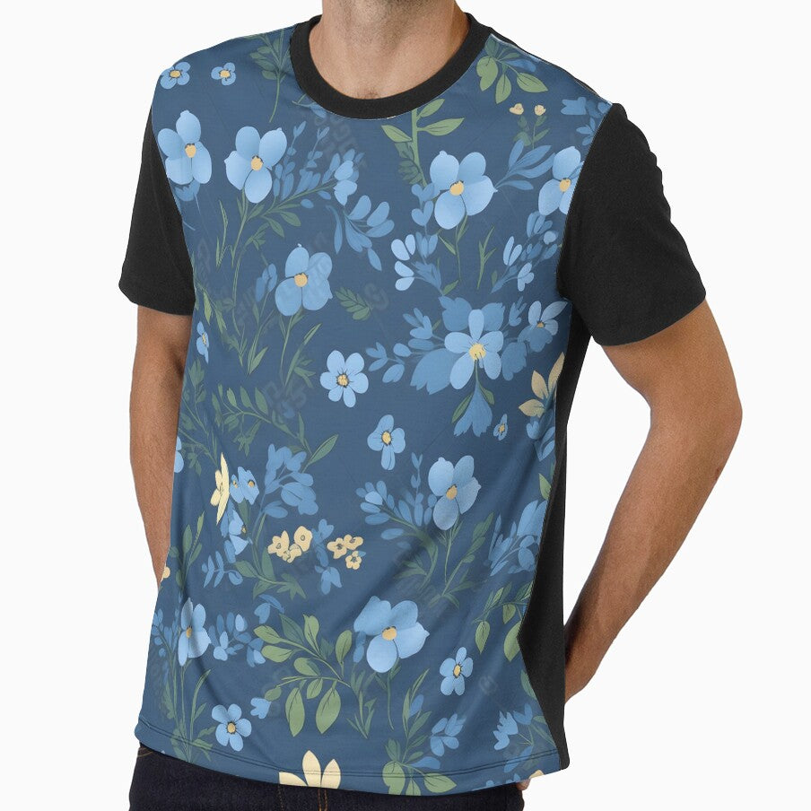 Beautiful blue flower pattern tile by Kenneth Heiss - Adult & Kids T-Shirts, Sweatshirts & Hoodies apparel design preview 1