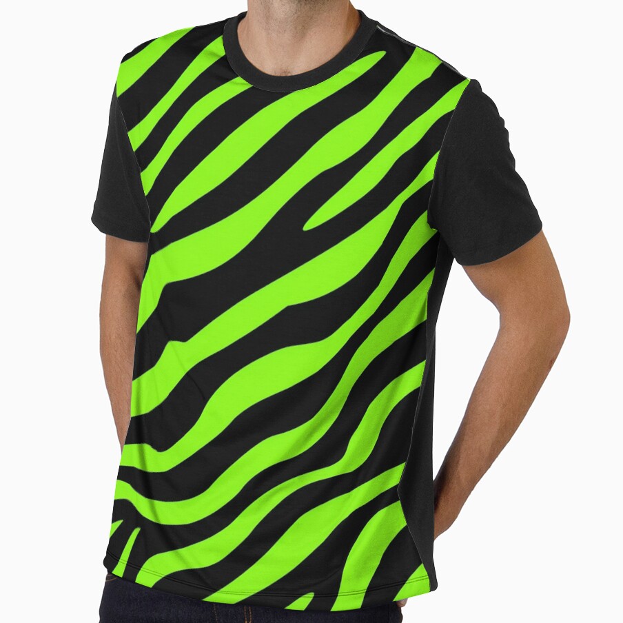 Neon Green and Black Tiger Stripes Print by NDaZone - Adult & Kids T-Shirts, Sweatshirts & Hoodies apparel design preview 1