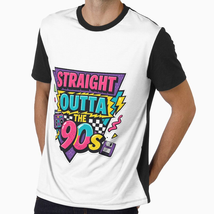 Straight Outta the 90s Retro Nostalgia Sticker Vibes - Adult & Kids T-Shirts, Sweatshirts & Hoodies apparel design preview 1