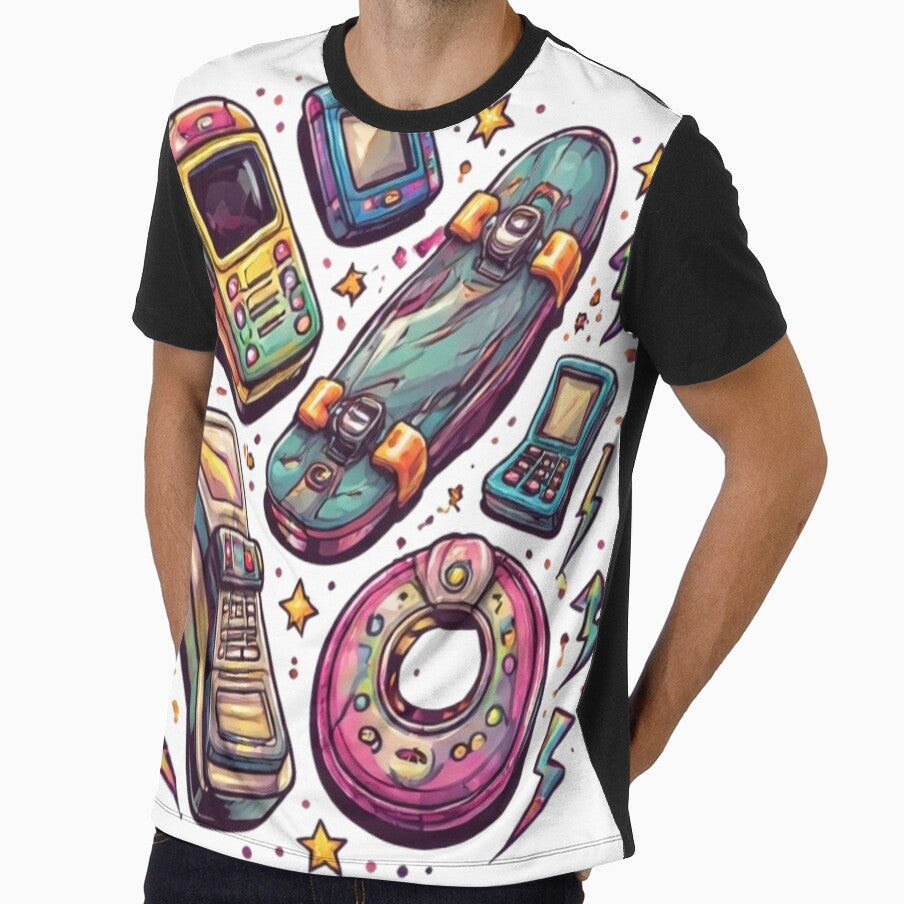 Retro 90s Gadgets Illustration Vintage Tech Skater - Adult & Kids T-Shirts, Sweatshirts & Hoodies apparel design preview 1