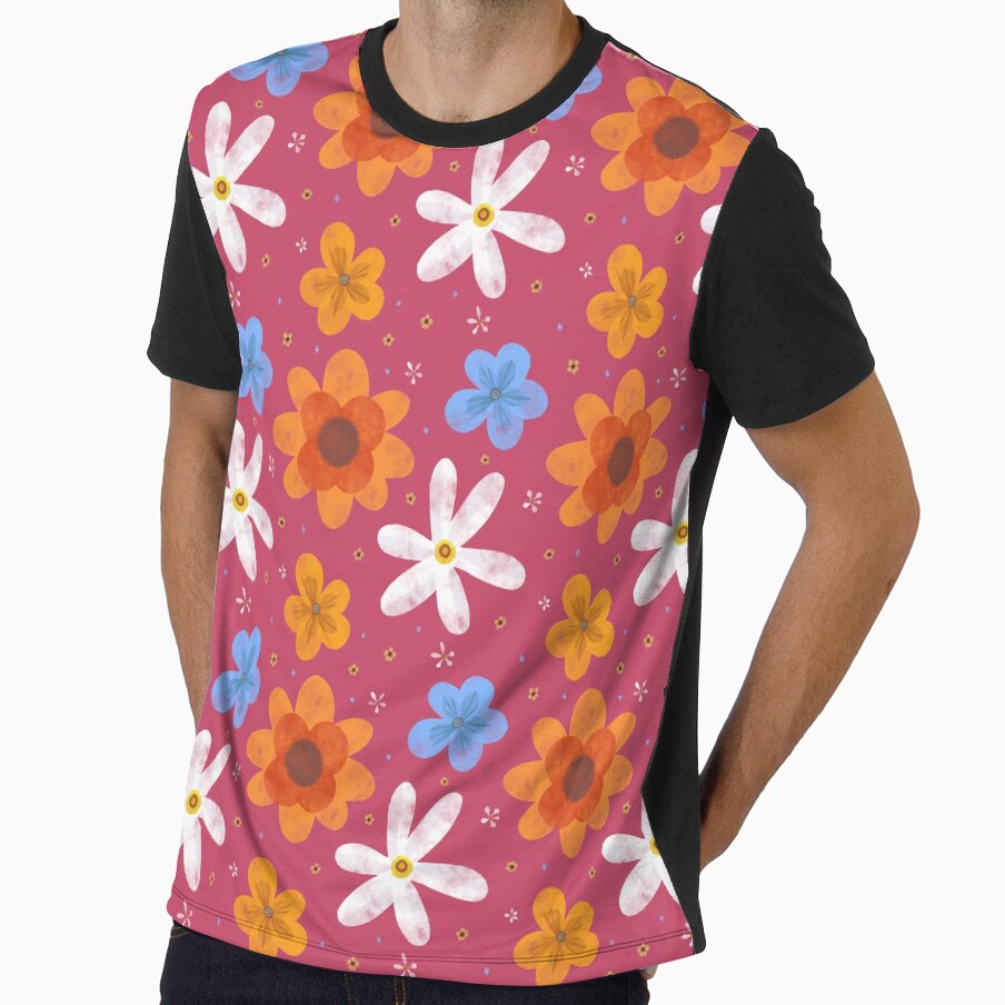 Groovy Watercolour Flowers (Pink) by TheBubblyType - Adult & Kids T-Shirts, Sweatshirts & Hoodies apparel design preview 1