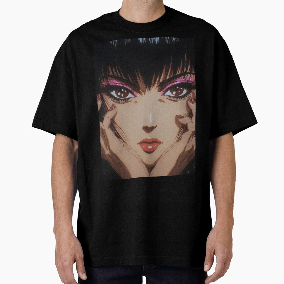 Retro Anime Aesthetic Girl Vaporwave Style Portrait - Adult & Kids T-Shirts, Sweatshirts & Hoodies apparel design preview 1
