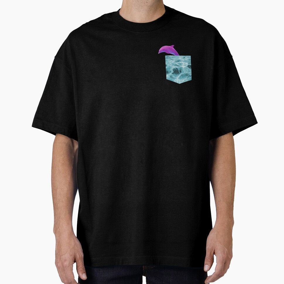 Vaporwave Dolphin Gift Water Pocket shape design by - Adult & Kids T-Shirts, Sweatshirts & Hoodies apparel design preview 1