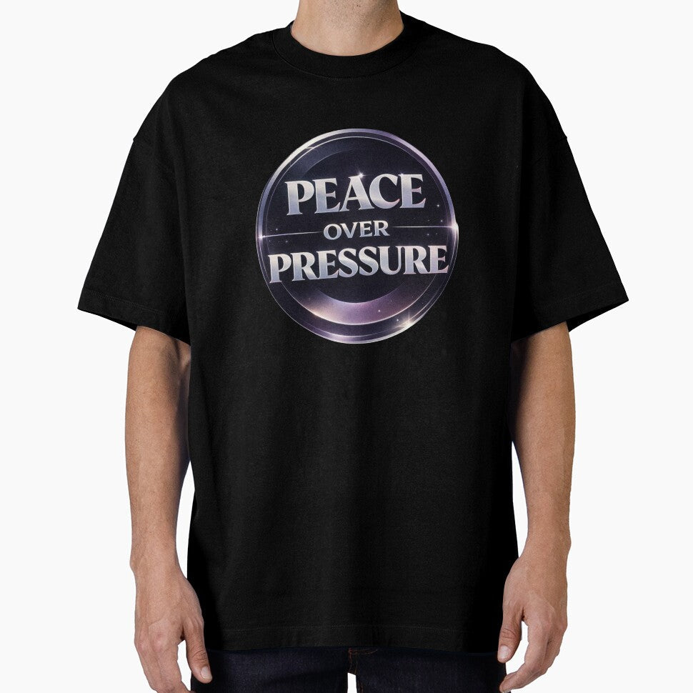 Peace Over Pressure Retro Silver Typography Quote Art - Adult & Kids T-Shirts, Sweatshirts & Hoodies apparel design preview 1