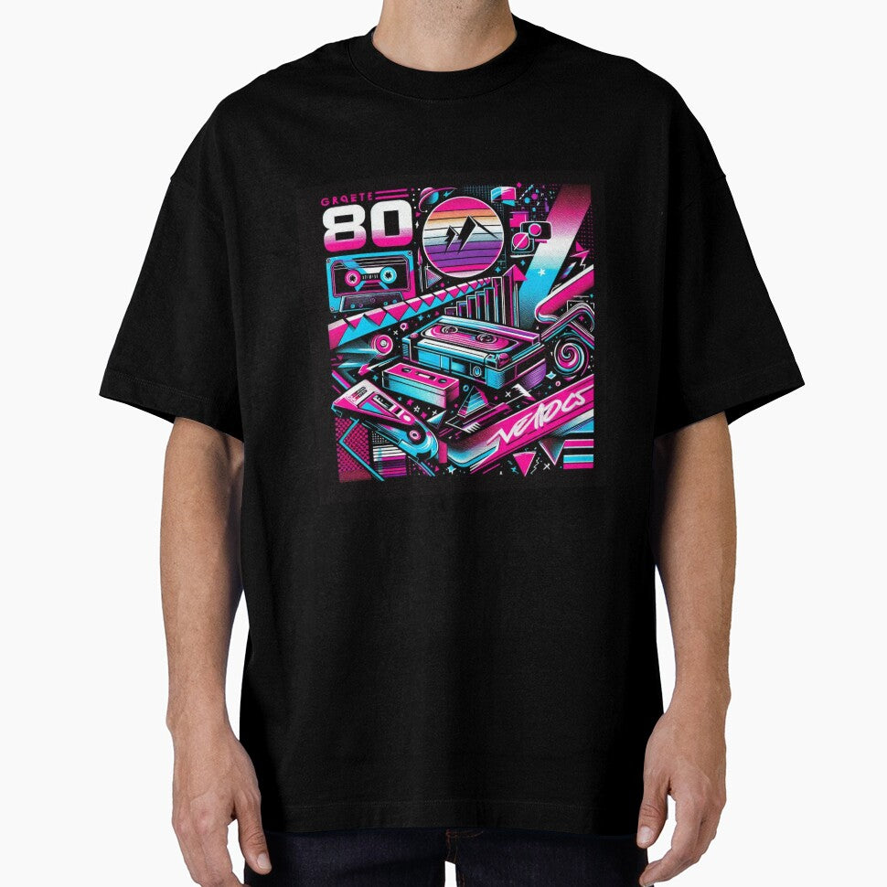 Retro Revolution: 80s Arcade Cassette Neon by JOshopx - Adult & Kids T-Shirts, Sweatshirts & Hoodies apparel design preview 1