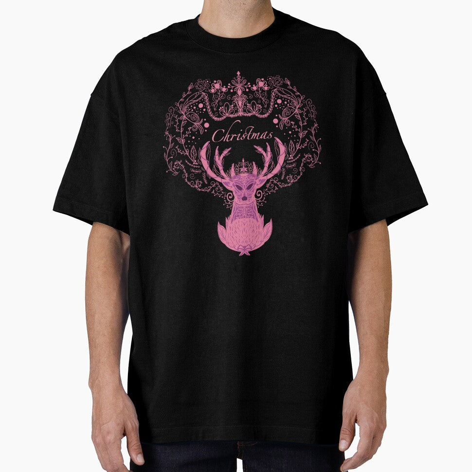 Pink Christmas deer by Xatutik.art - Adult & Kids T-Shirts, Sweatshirts & Hoodies apparel design preview 1