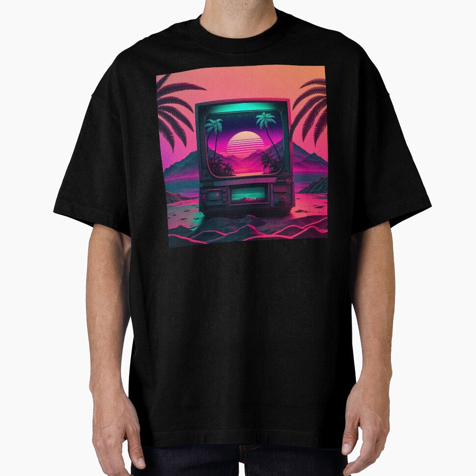 Vaporwave CRT TV by VibrantView - Adult & Kids T-Shirts, Sweatshirts & Hoodies apparel design preview 1