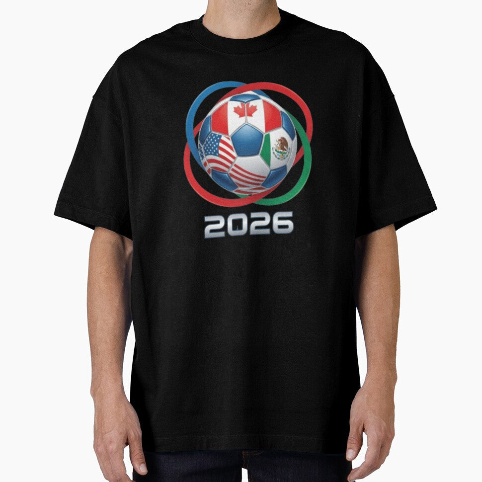 3D Realistic World Cup 2026 Soccer Ball with Rings by - Adult & Kids T-Shirts, Sweatshirts & Hoodies apparel design preview 1