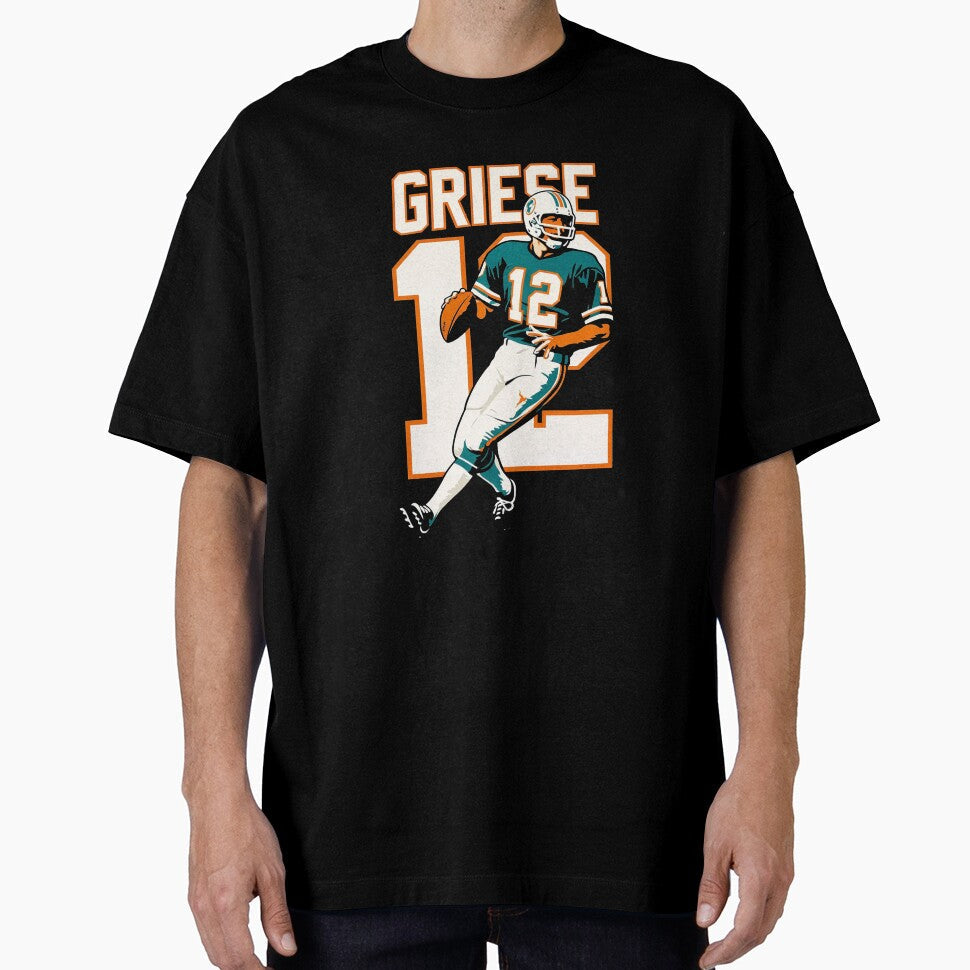Bob Griese Miami Dolphins #12 Vintage Football Art by - Adult & Kids T-Shirts, Sweatshirts & Hoodies apparel design preview 1