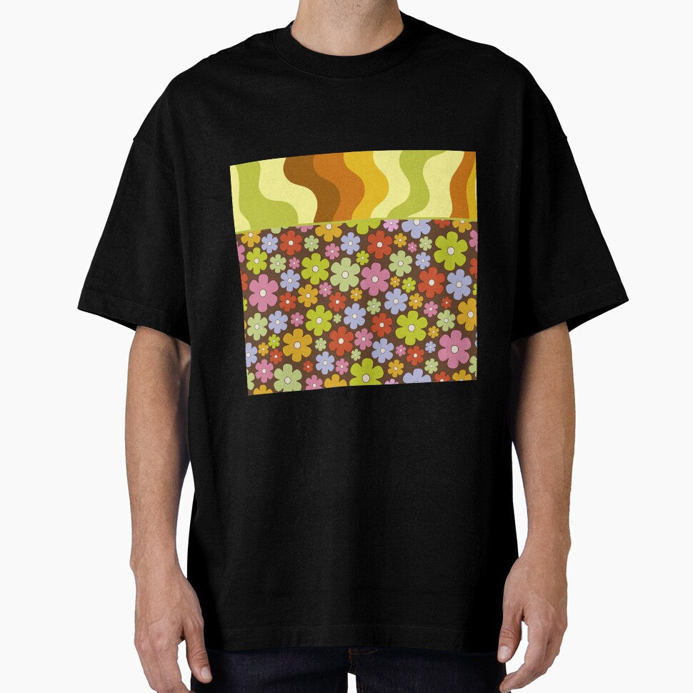 Colorful brown orange green retro groovy 60s flowers - Adult & Kids T-Shirts, Sweatshirts & Hoodies apparel design preview 1