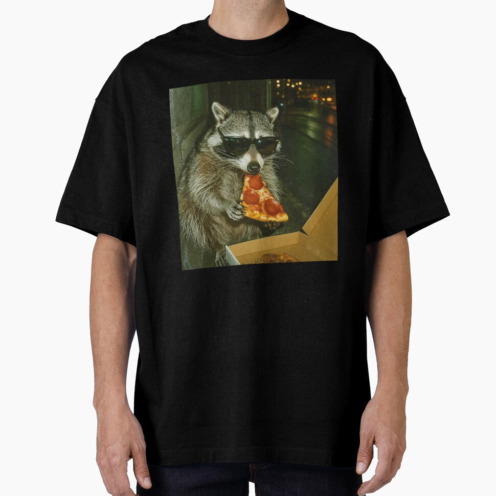 Raccoon Eating Pizza Vintage Meme by MelenebStore - Adult & Kids T-Shirts, Sweatshirts & Hoodies apparel design preview 1