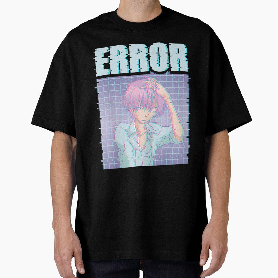 Glitched Aesthetic Error Boy Anime Art By Merch, - Adult & Kids T-Shirts, Sweatshirts & Hoodies apparel design preview 1
