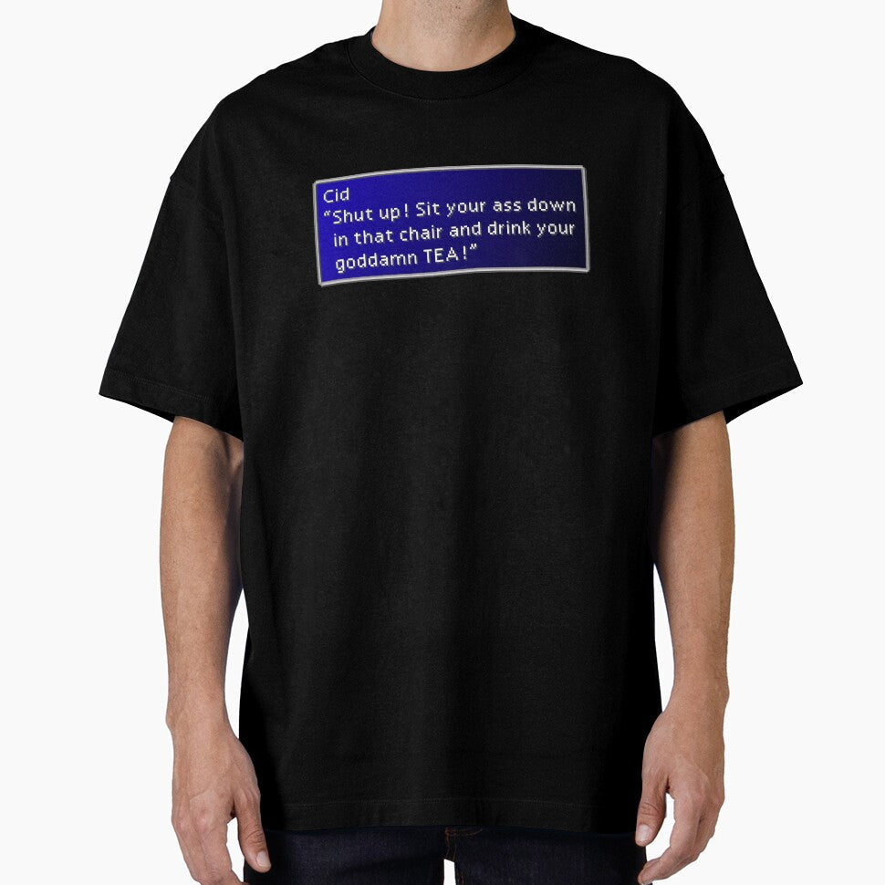 Goddamn TEA Cid Highwind Dialogue Box by MogsterMemes - Adult & Kids T-Shirts, Sweatshirts & Hoodies apparel design preview 1