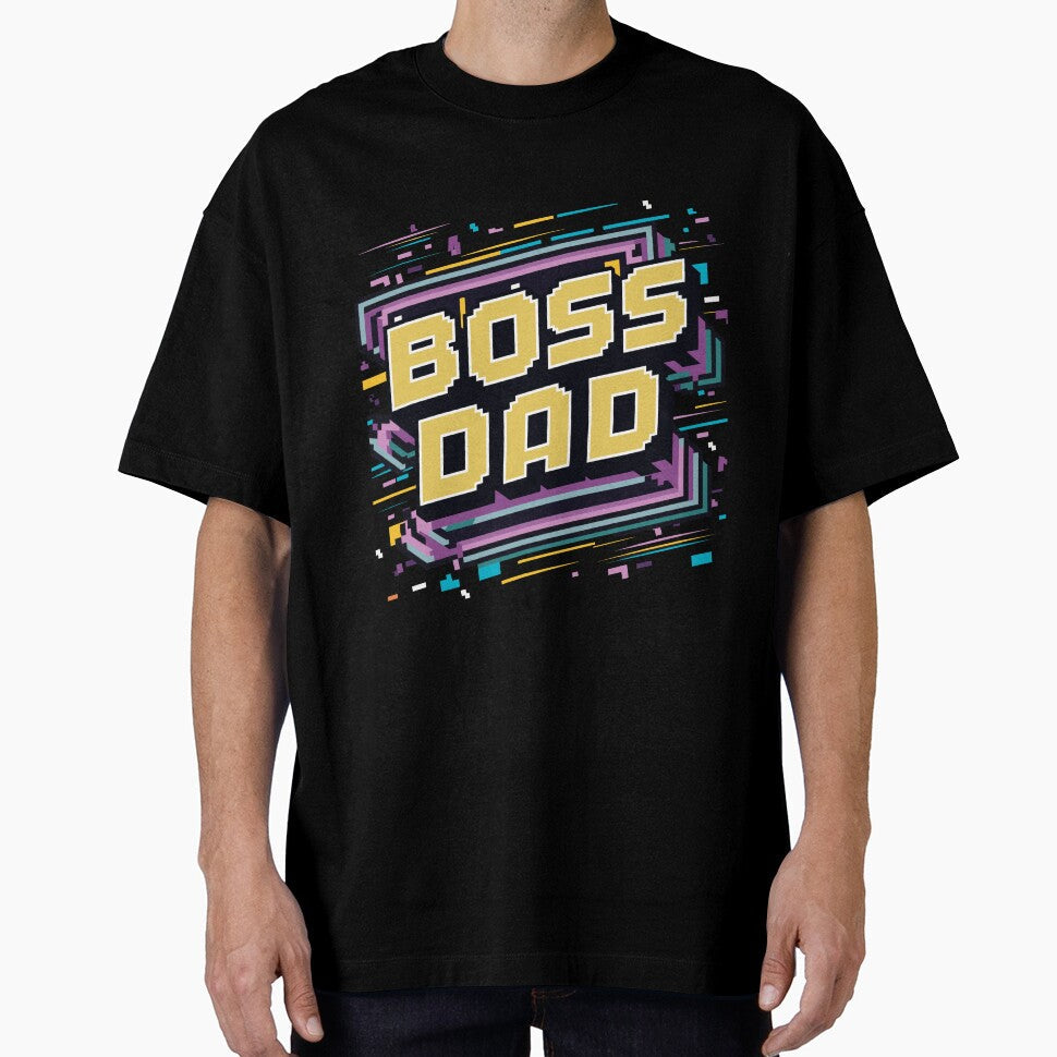 Boss Dad Retro Video Game Cover: Pixel Art Edition - Adult & Kids T-Shirts, Sweatshirts & Hoodies apparel design preview 1