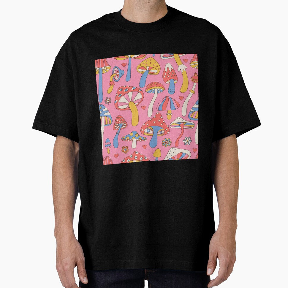 Groovy musroom psychedelic pattern in Pink by - Adult & Kids T-Shirts, Sweatshirts & Hoodies apparel design preview 1