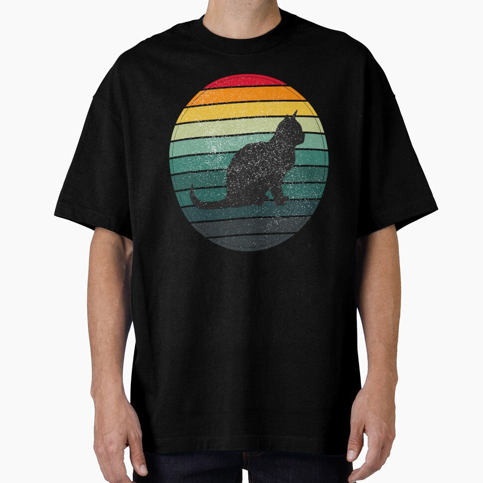 Retro Black Cat Sunburst Vintage Art by Zakrytos - Adult & Kids T-Shirts, Sweatshirts & Hoodies apparel design preview 1