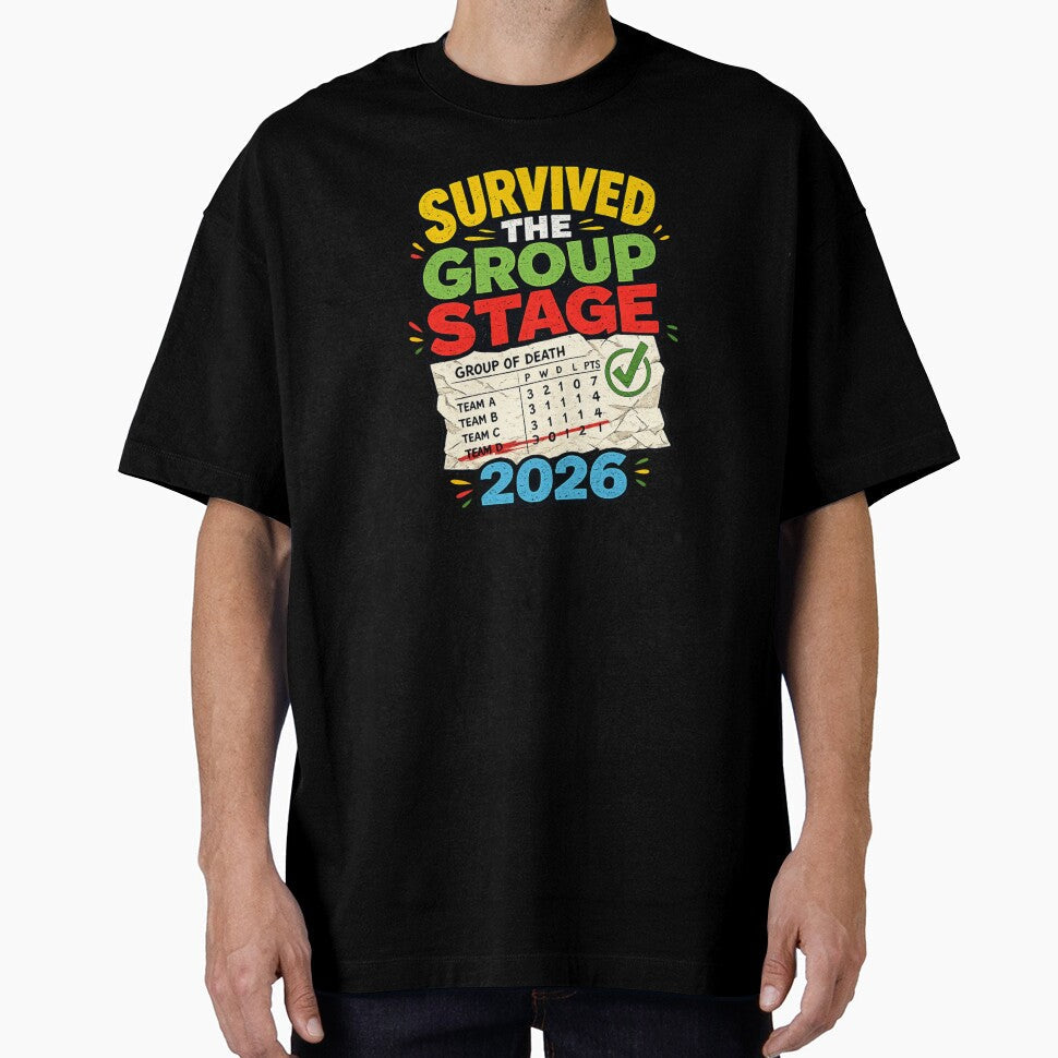 Survived The Group Stage 2026 Funny Soccer Fan World - Adult & Kids T-Shirts, Sweatshirts & Hoodies apparel design preview 1