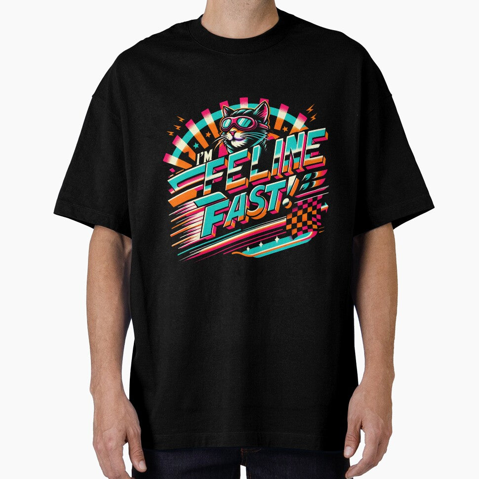 Feline Fast Retro Typography by İlker Berk Ergan - Adult & Kids T-Shirts, Sweatshirts & Hoodies apparel design preview 1