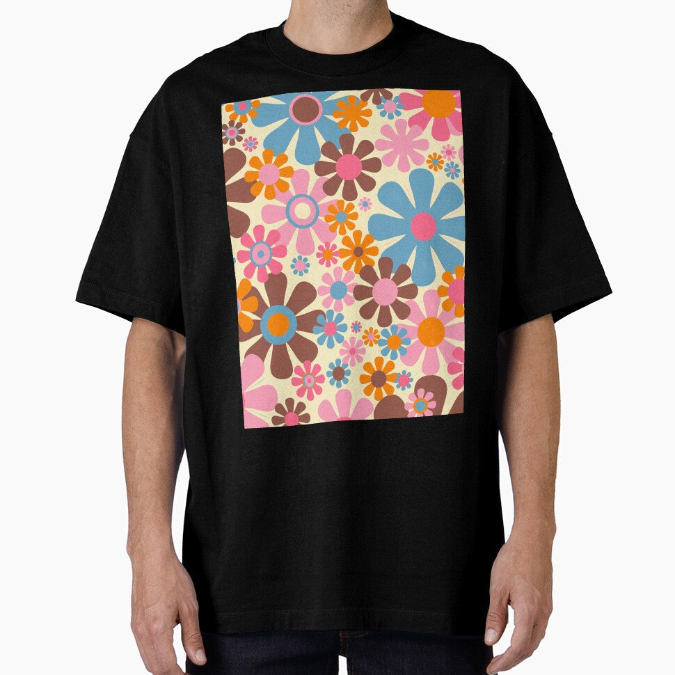 Groovy Retro 60s 70s Floral Pattern by kierkegaard - Adult & Kids T-Shirts, Sweatshirts & Hoodies apparel design preview 1