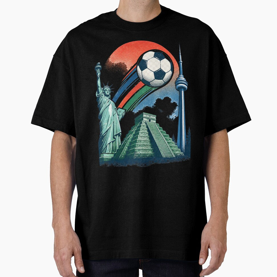World Soccer Landmarks Vintage Football Design USA - Adult & Kids T-Shirts, Sweatshirts & Hoodies apparel design preview 1