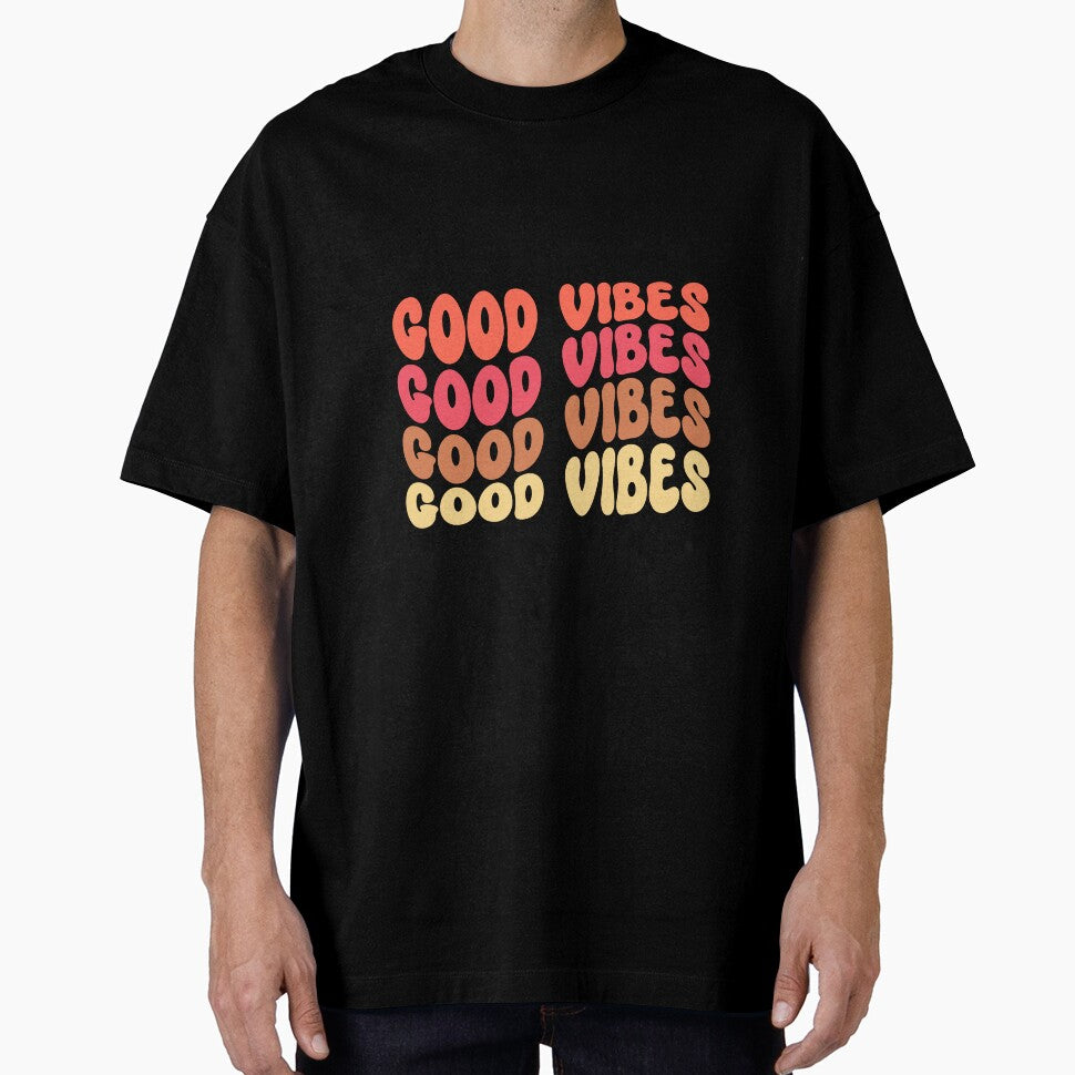 Good Vibes Wavy Retro Groovy Colorful Block Letter - Adult & Kids T-Shirts, Sweatshirts & Hoodies apparel design preview 1