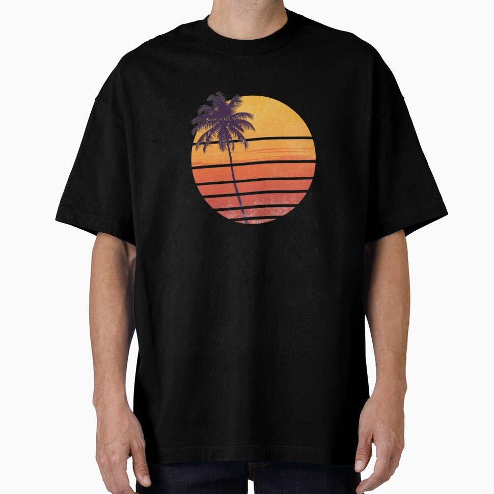 Retro Summer Sunset Vintage 70s Beach Illustration by - Adult & Kids T-Shirts, Sweatshirts & Hoodies apparel design preview 1