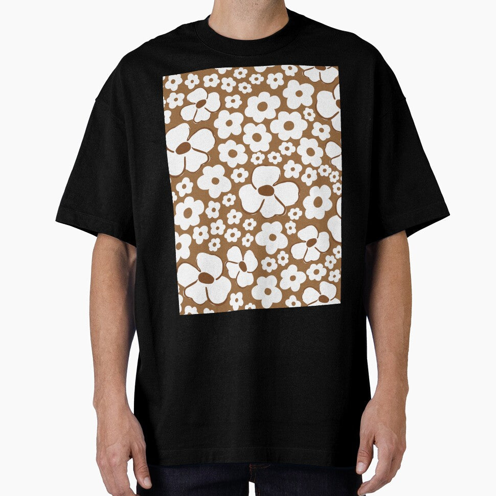 Big cute florals brown danish style flowers super - Adult & Kids T-Shirts, Sweatshirts & Hoodies apparel design preview 1