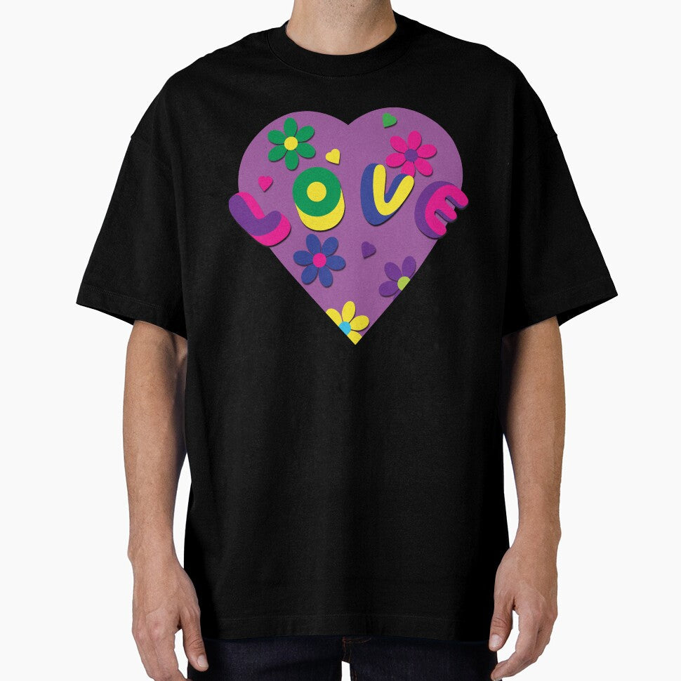 Psychedelic Groovy Love Heart and Flowers by - Adult & Kids T-Shirts, Sweatshirts & Hoodies apparel design preview 1